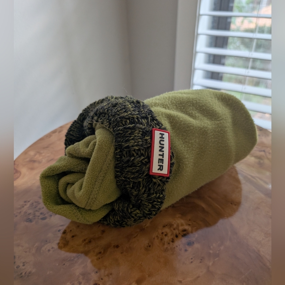 Hunter Olive Green Fleece Boot Socks with Knit Cuff